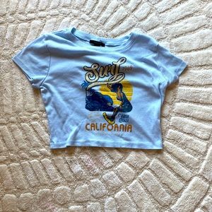 Forever 21 blue surf california tee cropped